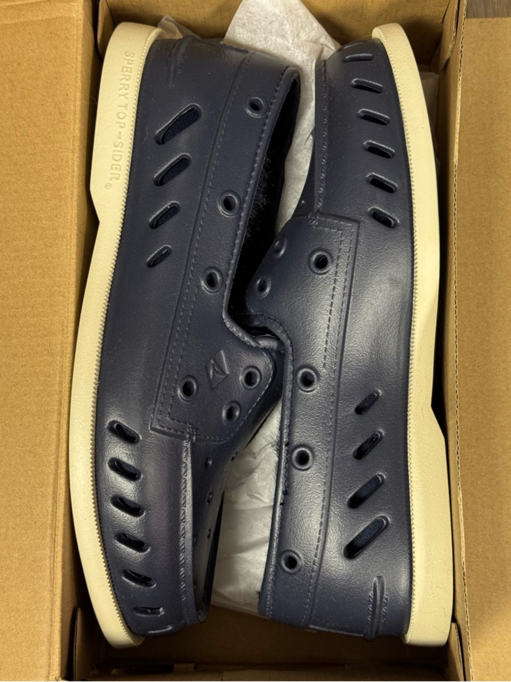 SPERRY Women's Navy Fur Lined Perforated Slip-On Boat Shoes Size 7 NEW $55